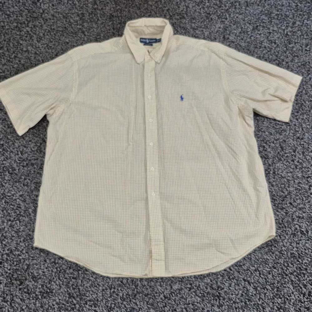 Polo Ralph Lauren Blake Short Sleeve Button Down Mens 2XL XXL Yellow Plaid